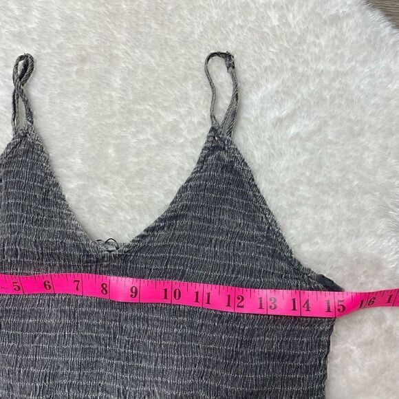 Salty Lemon Charcoal Striped Crop Tank Top Women XL Ruffle Stretch - Picture 5 of 8